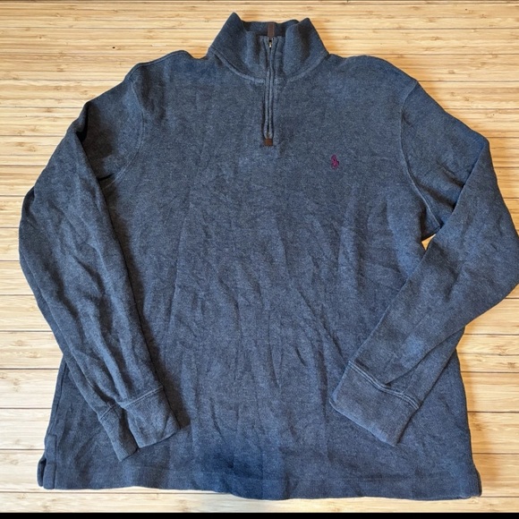 Polo Ralph Lauren Men's Medium Gray Quarter Zip-Up Sweater - Picture 1 of 7